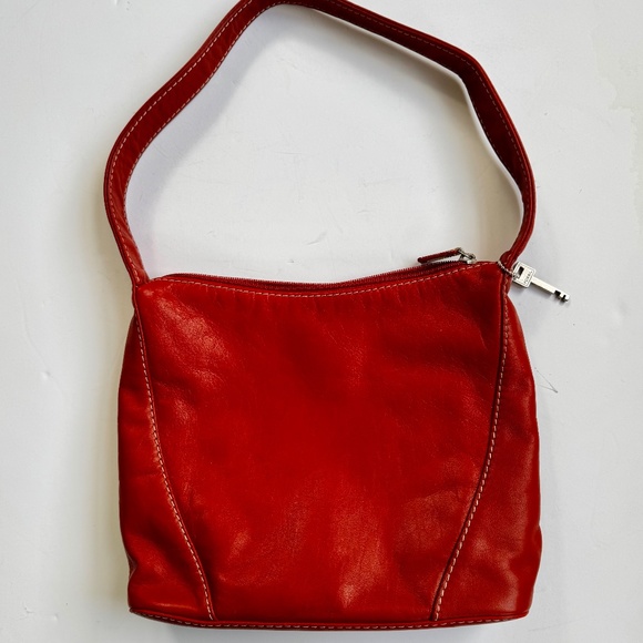 NICE! Fossil Red Leather Purse Bag Shoulder Handbag Vintage Red Oxblood 75082 - Picture 1 of 6